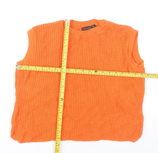 I Saw It First Womens Orange Sleeveless Knit Vest Jumper Size S