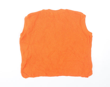I Saw It First Womens Orange Sleeveless Knit Vest Jumper Size S