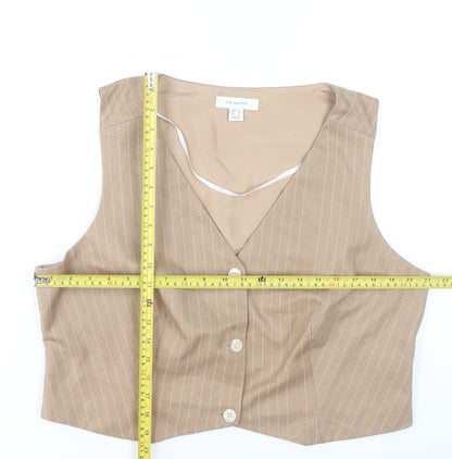 Primark Women’s Beige Pinstripe Button-Up Cropped Waistcoat UK 20
