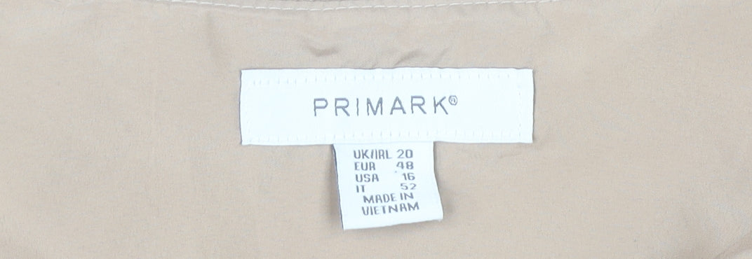 Primark Women’s Beige Pinstripe Button-Up Cropped Waistcoat UK 20