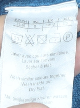 Damart Women’s Blue Mock Neck Pullover Jumper UK 10 Short Sleeve Knit