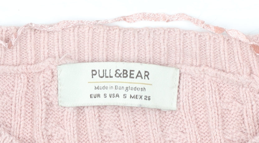 Womens UK Size S Pull&Bear Pink Pullover Jumper