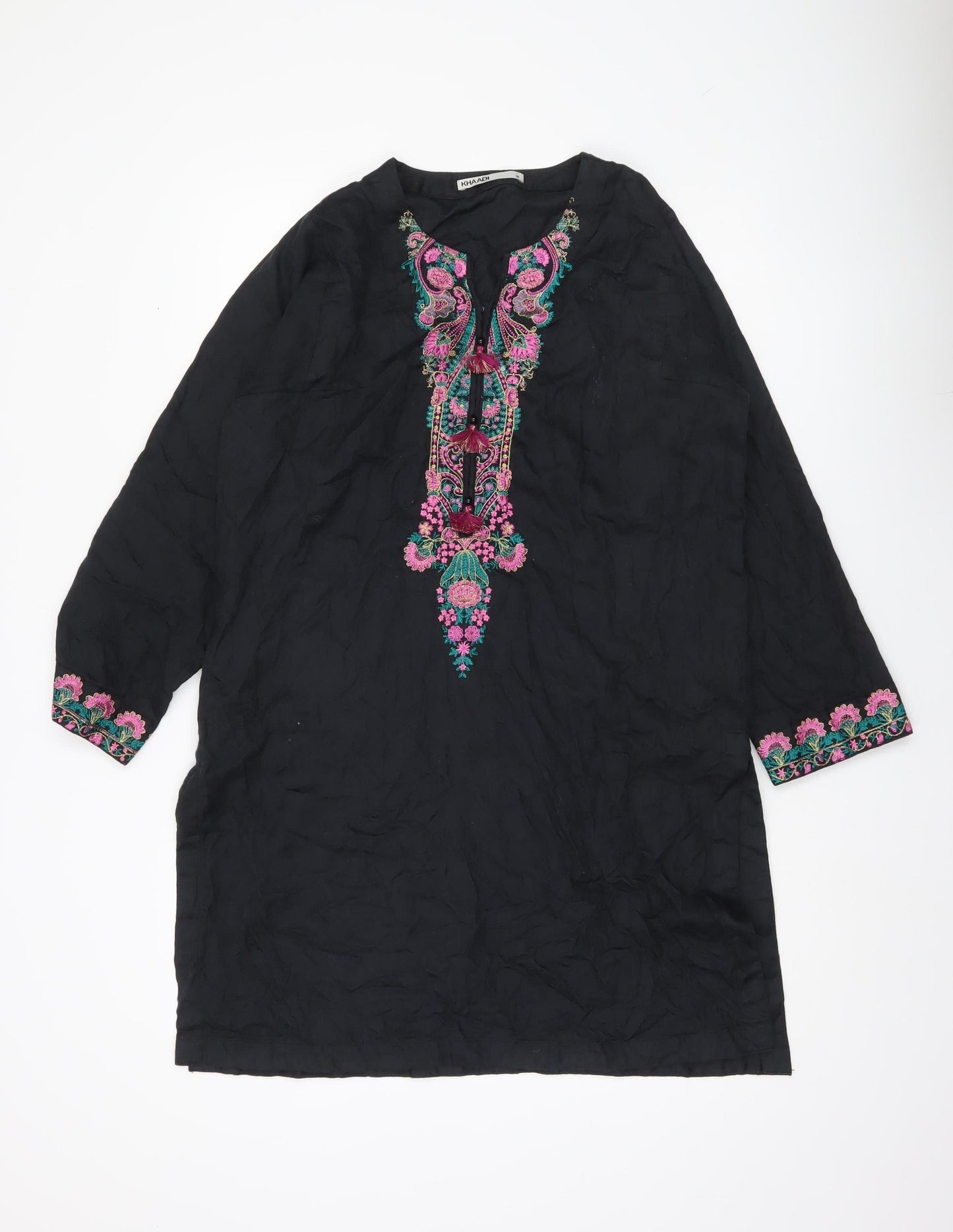 Khaadi Women’s Black Embroidered Cotton Kaftan Dress Size 10