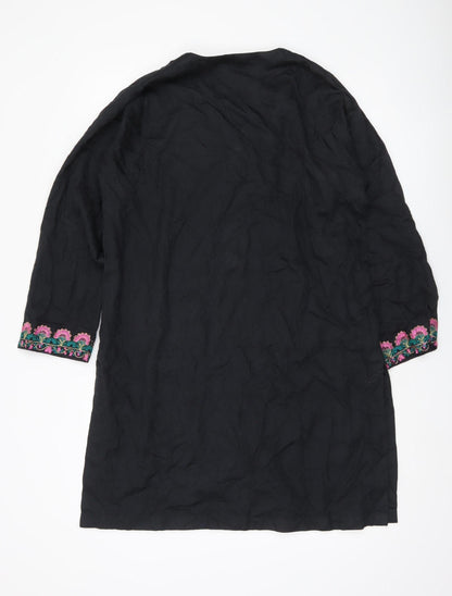 Khaadi Women’s Black Embroidered Cotton Kaftan Dress Size 10
