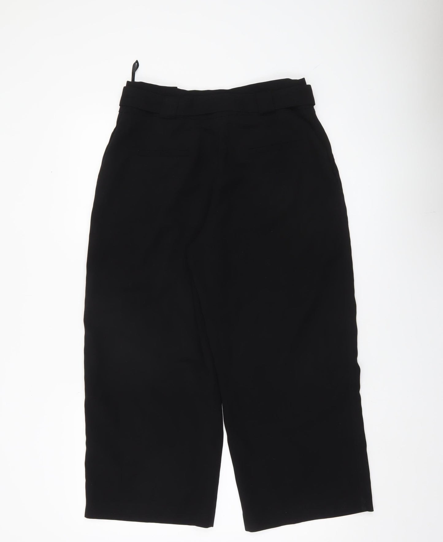 New Look Womens Black Size 12 Cropped Wide Leg Belted Trousers