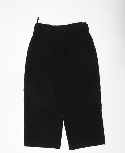 New Look Womens Black Size 12 Cropped Wide Leg Belted Trousers