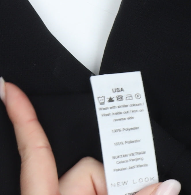 New Look Womens Black Size 12 Cropped Wide Leg Belted Trousers