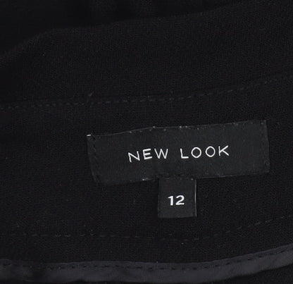 New Look Womens Black Size 12 Cropped Wide Leg Belted Trousers