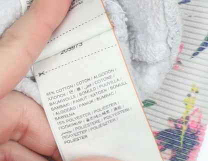 Superdry Womens Hoodie Small White Pink Floral Aloha Pullover