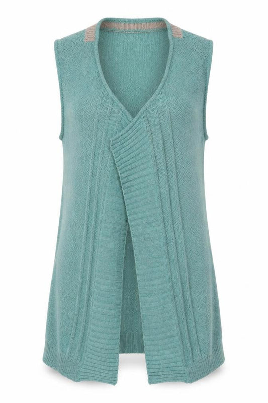2 Look Amazing Women's Green Sleeveless Knit Vest UK 12