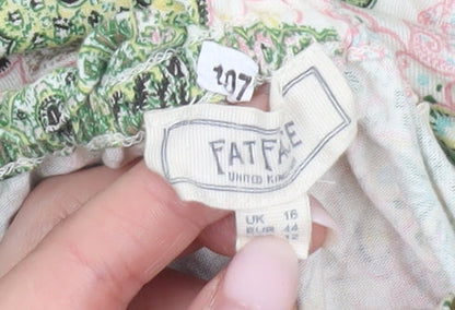 Womens UK Size 16 FatFace Multicoloured Peasant Blouse