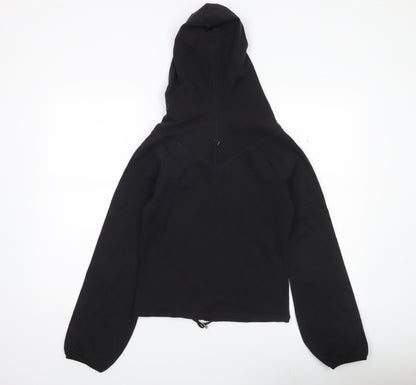 Adidas Womens Black Pullover Hoodie UK 8 Cotton Blend Sportswear