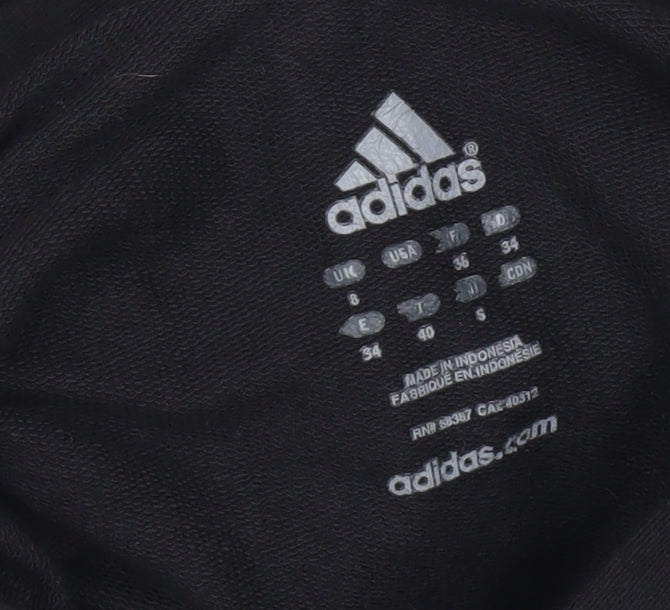 Adidas Womens Black Pullover Hoodie UK 8 Cotton Blend Sportswear