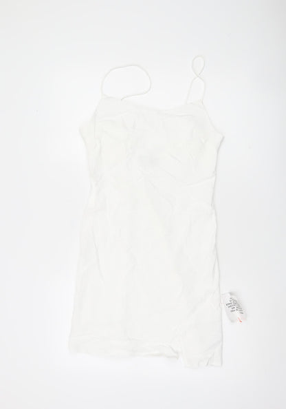 ASOS Women’s White Viscose Linen Mini Slip Dress Size 10