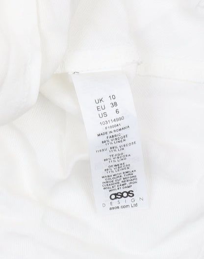 ASOS Women’s White Viscose Linen Mini Slip Dress Size 10