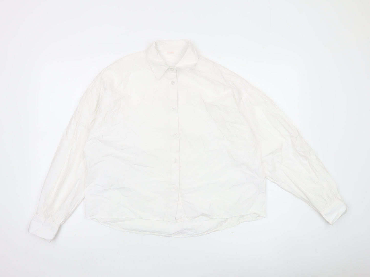 ANYDAY Women’s White Cotton Button-Up Long Sleeve Shirt L