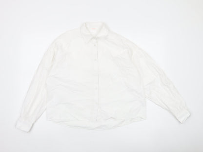 ANYDAY Women’s White Cotton Button-Up Long Sleeve Shirt L