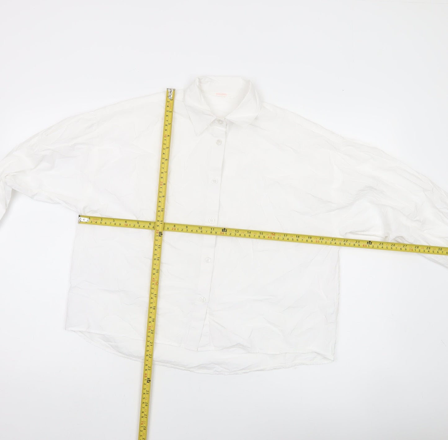 ANYDAY Women’s White Cotton Button-Up Long Sleeve Shirt L
