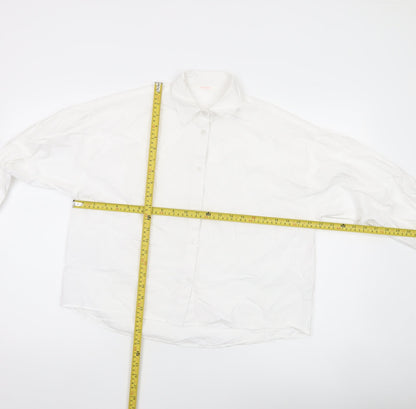 ANYDAY Women’s White Cotton Button-Up Long Sleeve Shirt L
