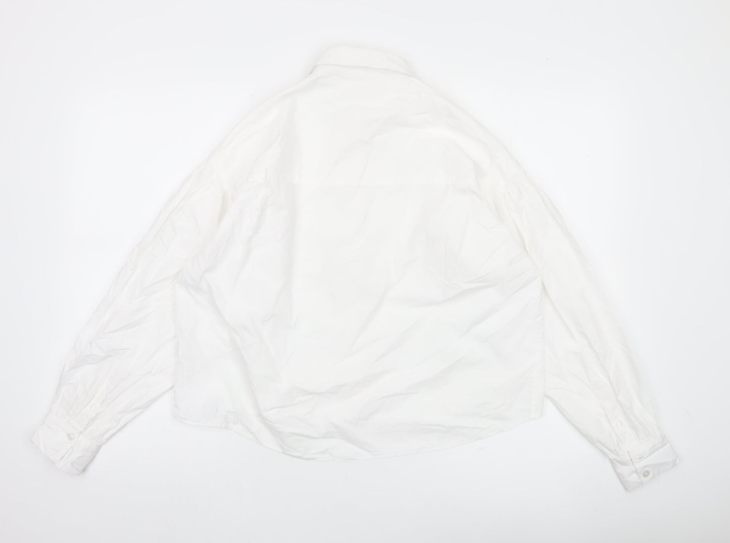 ANYDAY Women’s White Cotton Button-Up Long Sleeve Shirt L