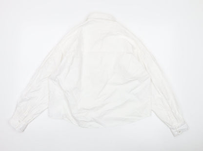 ANYDAY Women’s White Cotton Button-Up Long Sleeve Shirt L
