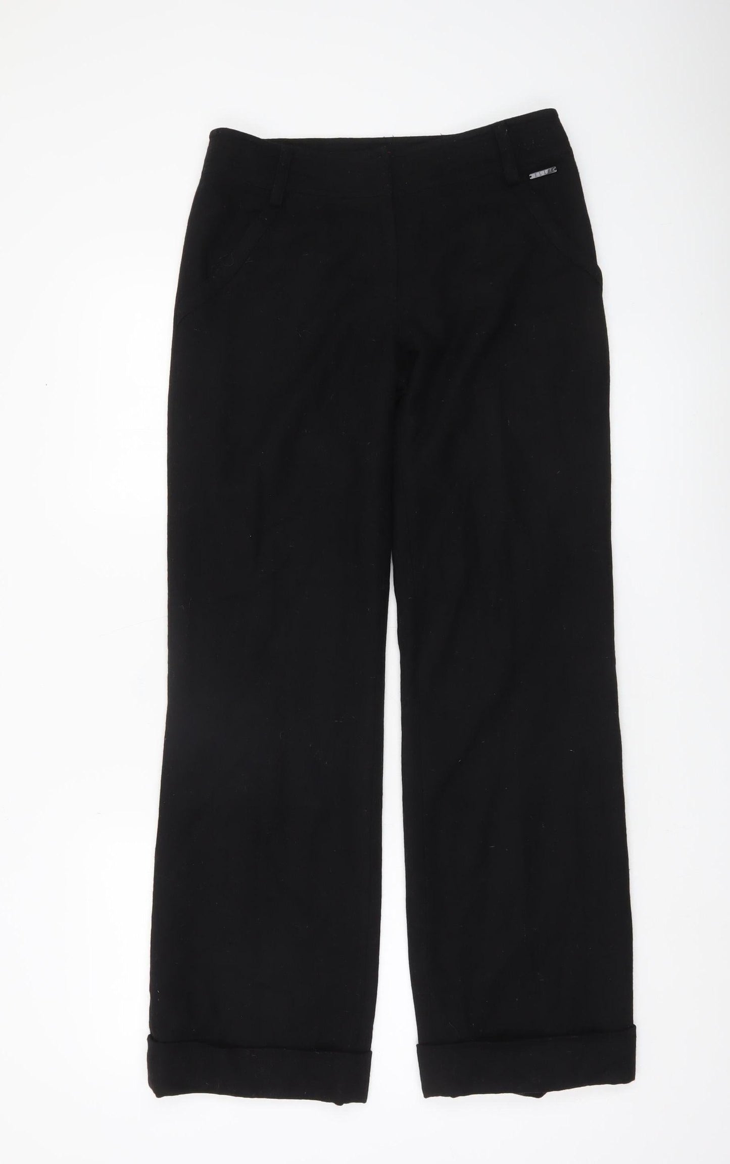 ELLE Womens Black Cropped Straight Leg Trousers UK 8 XS