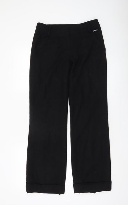 ELLE Womens Black Cropped Straight Leg Trousers UK 8 XS