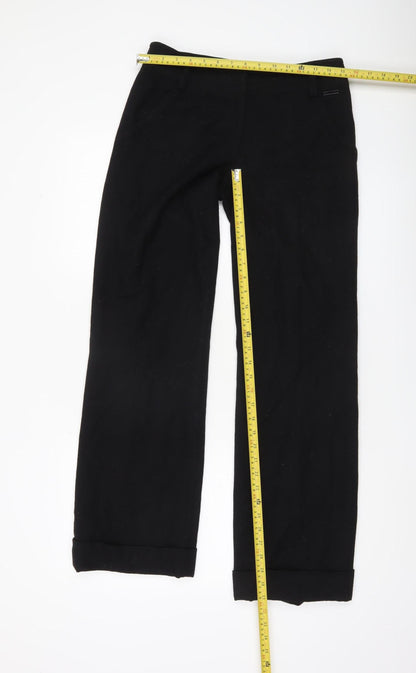 ELLE Womens Black Cropped Straight Leg Trousers UK 8 XS