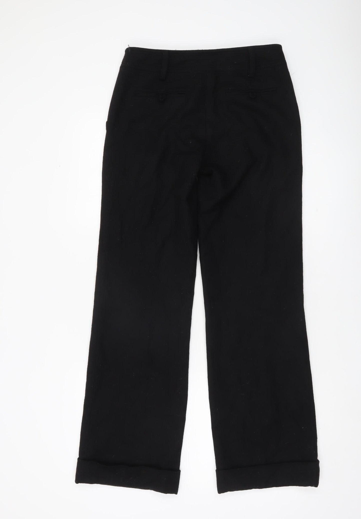 ELLE Womens Black Cropped Straight Leg Trousers UK 8 XS