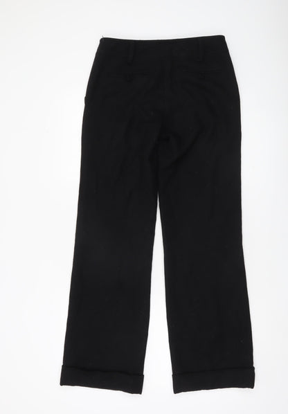 ELLE Womens Black Cropped Straight Leg Trousers UK 8 XS