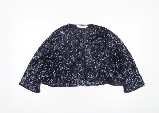 John Lewis Women’s Blue Sequin Cape Jacket Size 12 Partywear