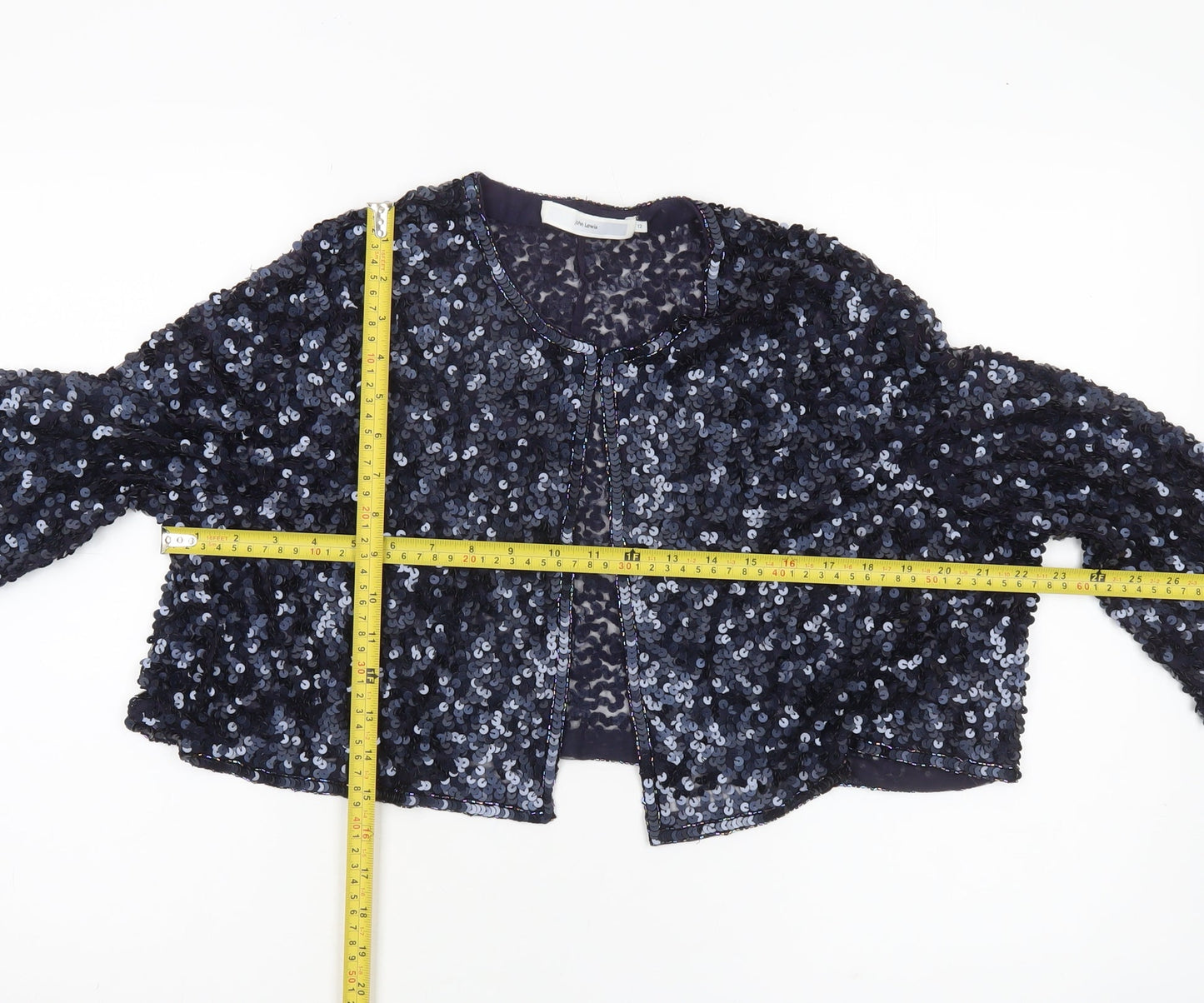John Lewis Women’s Blue Sequin Cape Jacket Size 12 Partywear