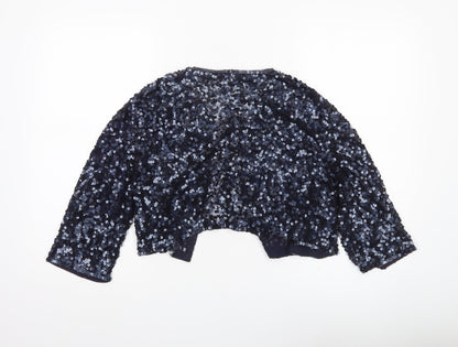 John Lewis Women’s Blue Sequin Cape Jacket Size 12 Partywear