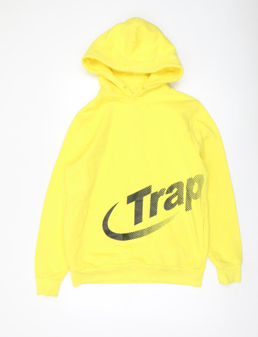 Trapstar Men’s Yellow Pullover Hoodie Medium Graphic Logo Urban Streetwear