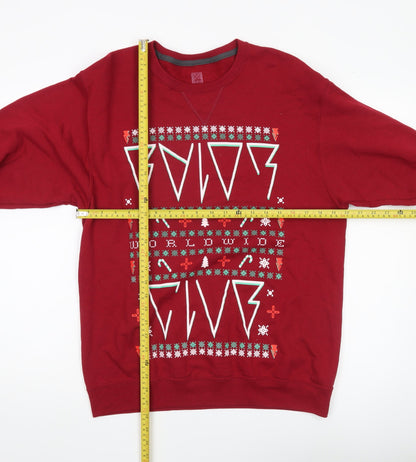 WWE Men’s Red Christmas Graphic Pullover Sweatshirt Size M