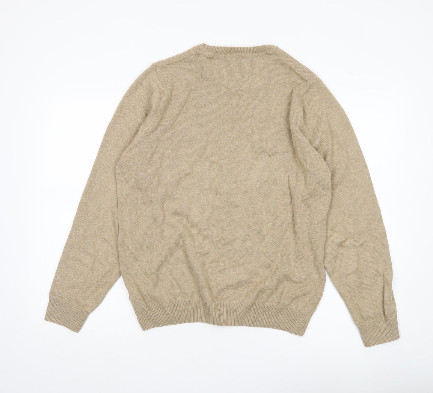 Marks and Spencer Mens Beige Cotton Crew Neck Jumper Size S