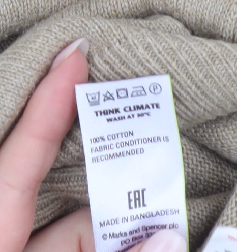 Marks and Spencer Mens Beige Cotton Crew Neck Jumper Size S