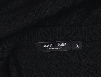 Capsule Men’s Black 2XL V-Neck Pullover Jumper Knitwear