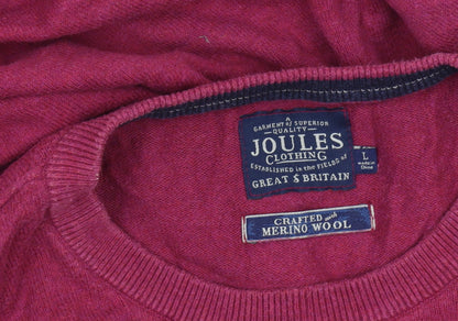 Joules Men's Pink Crew Neck Cotton Wool Jumper Pullover L