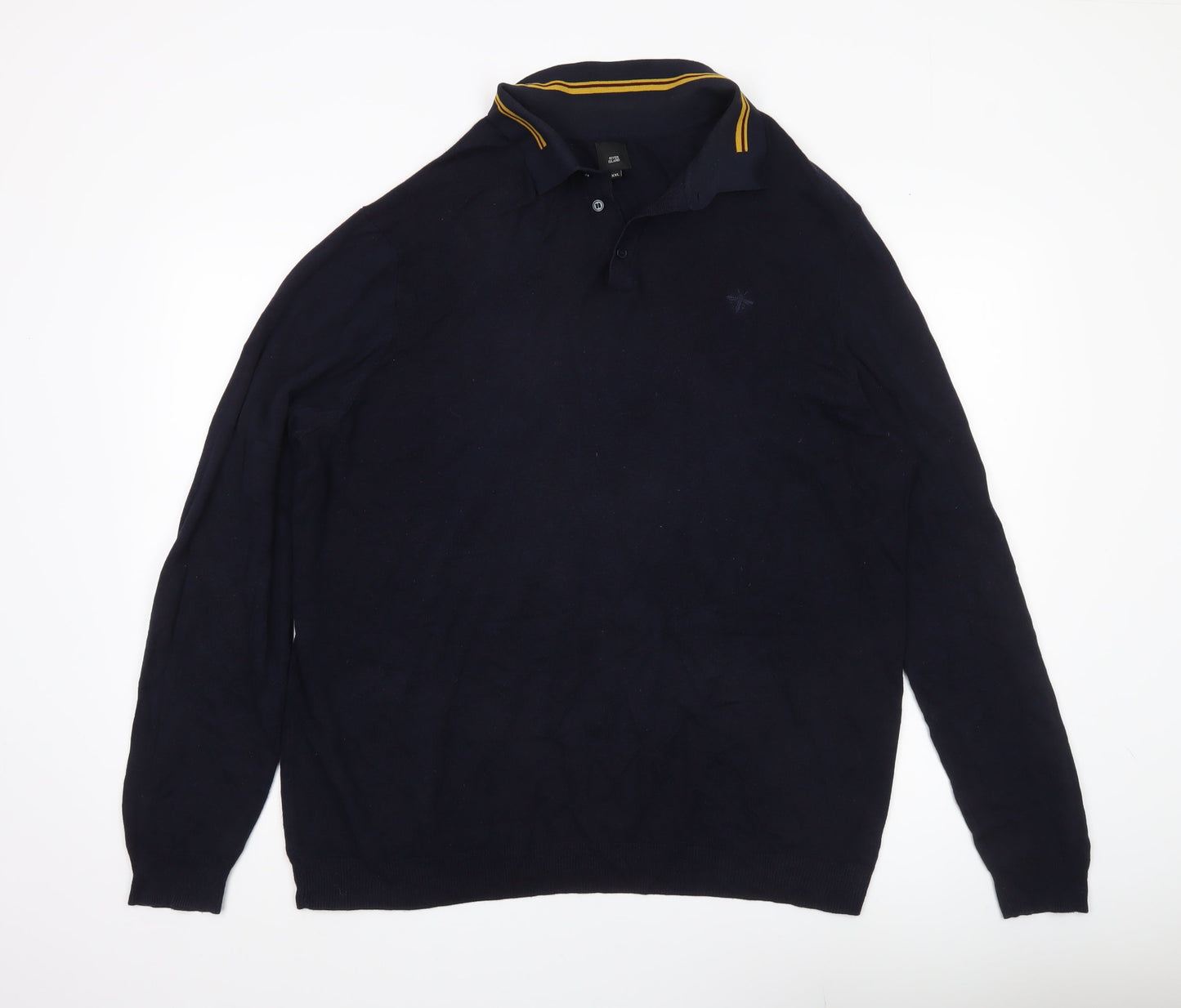 River Island Men’s Blue 2XL Collared Pullover Jumper Long Sleeve