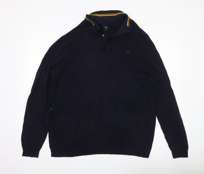 River Island Men’s Blue 2XL Collared Pullover Jumper Long Sleeve