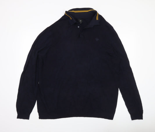River Island Men’s Blue 2XL Collared Pullover Jumper Long Sleeve