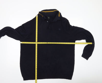River Island Men’s Blue 2XL Collared Pullover Jumper Long Sleeve