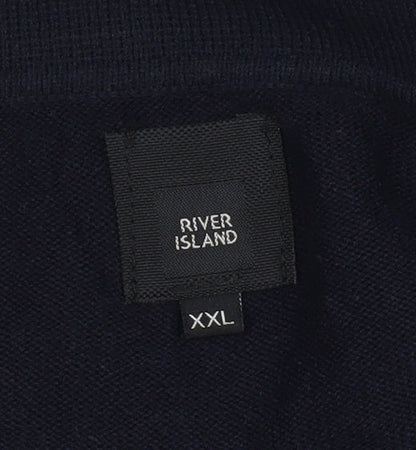 River Island Men’s Blue 2XL Collared Pullover Jumper Long Sleeve