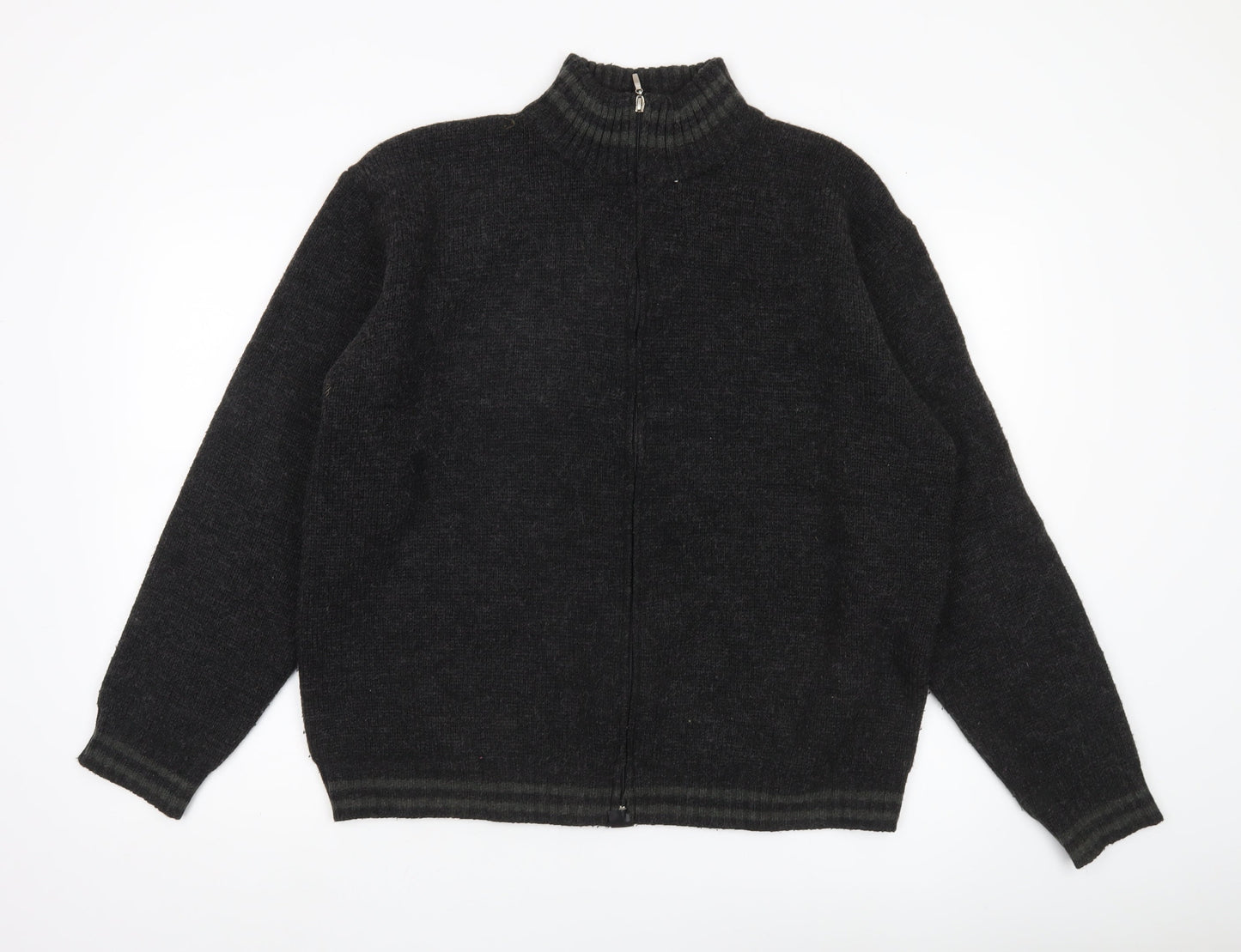 Republic Mens Black XL Full Zip Wool Blend Mock Neck Jumper