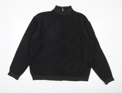Republic Mens Black XL Full Zip Wool Blend Mock Neck Jumper