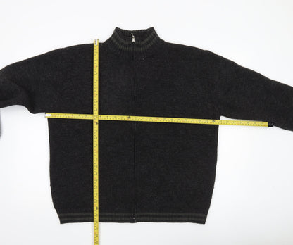 Republic Mens Black XL Full Zip Wool Blend Mock Neck Jumper