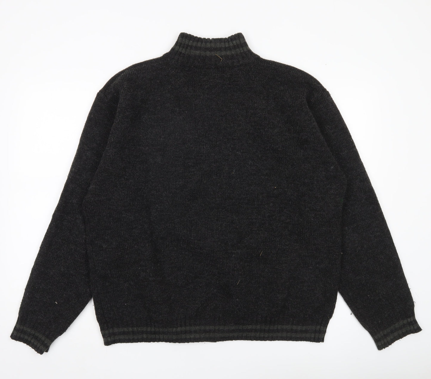 Republic Mens Black XL Full Zip Wool Blend Mock Neck Jumper