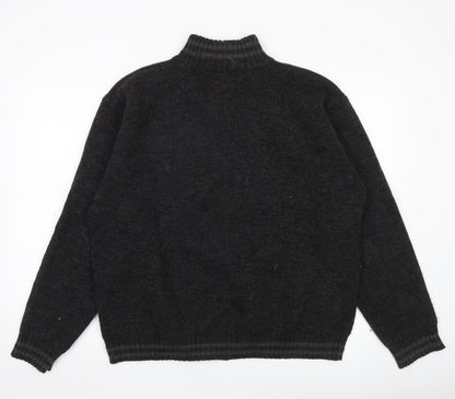 Republic Mens Black XL Full Zip Wool Blend Mock Neck Jumper