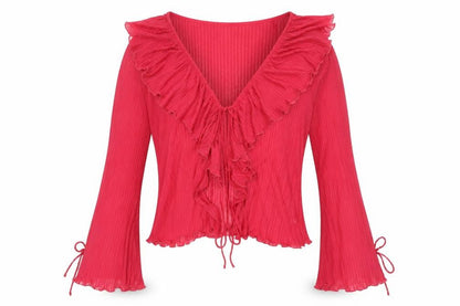 Womens UK Size L Zara Red Wrap Blouse